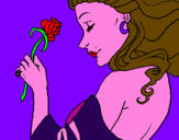 Disegno Principessa con una rosa pitturato su nisina