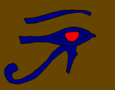 Disegno Occhio di Horus  pitturato su denis