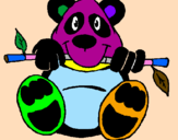 Disegno Orso panda  pitturato su ELE