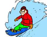 Disegno Discesa in snowboard  pitturato su nina