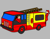 Disegno Pompieri sul camion  pitturato su mat
