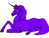Disegno Unicorno seduto  pitturato su Alessio
