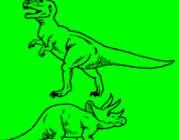 Disegno Triceratops e Tyrannosaurus Rex pitturato su mat