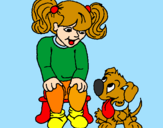 Disegno Bambina con il suo cagnolino  pitturato su Veronica