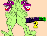 Disegno Madagascar 2 Manson & Phil 2 pitturato su loris