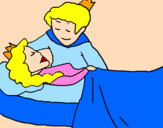 Disegno La principessa addormentata e il principe  pitturato su Luna