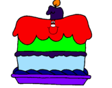 Disegno Torta di compleanno  pitturato su maria pia k