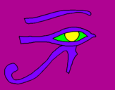 Disegno Occhio di Horus  pitturato su milos