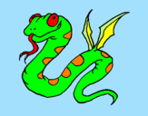 Disegno Serpente con le ali  pitturato su leonardo