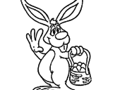 Disegno Coniglio con la cesta  pitturato su ludo