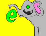 Disegno Elefante  pitturato su marcello
