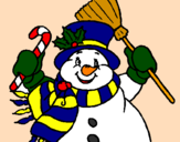 Disegno Pupazzo di neve con la sciarpa pitturato su anónimo