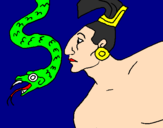 Disegno Serpente e guerriero pitturato su  roberto