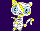 Disegno Mummia gatto scaraboechio pitturato su enrico
