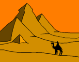 Disegno Paesaggio con le piramidi  pitturato su k