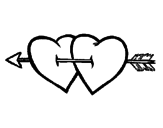Disegno Due cuori con una freccia pitturato su cuore