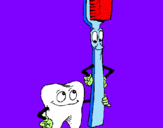 Disegno Molare e spazzolino da denti pitturato su cstanza