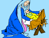 Disegno Nascita di Gesù Bambino pitturato su Natale Candele