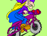 Disegno Strega in motocicletta  pitturato su Sandstreygh