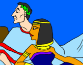 Disegno Cesare e Cleopatra  pitturato su raven99