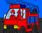Disegno Camion dei Pompieri  pitturato su manuel