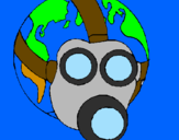 Disegno Terra con maschera anti-gas  pitturato su MARIANA