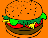 Disegno Hamburger completo  pitturato su davide