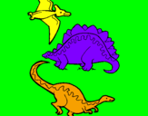 Disegno Tre specie di dinosauri  pitturato su Nicolò