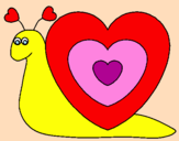 Disegno Lumachina cuore  pitturato su veronica