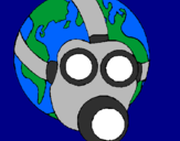 Disegno Terra con maschera anti-gas  pitturato su Elisa