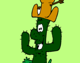 Disegno Cactus con il cappello  pitturato su benny