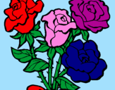 Disegno Mazzo di rose  pitturato su erika