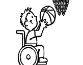 Disegno Pallacanestro su sedie a rotelle  pitturato su tennis