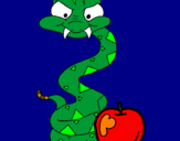 Disegno Serpente con la mela  pitturato su Duchessa