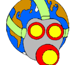 Disegno Terra con maschera anti-gas  pitturato su Gastone