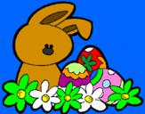 Disegno Coniglietto di Pasqua  pitturato su elia