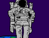 Disegno Astronauta  pitturato su matty