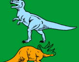 Disegno Triceratops e Tyrannosaurus Rex pitturato su Ludovico