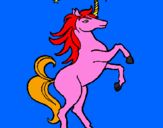 Disegno Unicorno pitturato su aurora