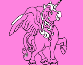 Disegno Unicorno con le ali  pitturato su cleofe