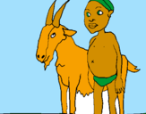 Disegno Bambino africano con una capra pitturato su marti22scimia