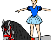 Disegno Trapezista in groppa al cavallo pitturato su delia