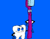 Disegno Molare e spazzolino da denti pitturato su AGNESE BREDA