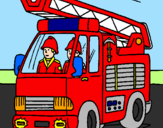 Disegno Camion dei Pompieri  pitturato su lucadp
