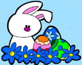 Disegno Coniglietto di Pasqua  pitturato su marta