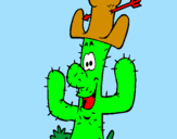 Disegno Cactus con il cappello  pitturato su matteog