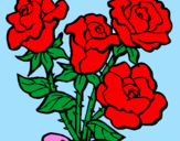 Disegno Mazzo di rose  pitturato su ENZA  ......