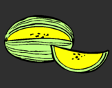 Disegno Melone  pitturato su pilli
