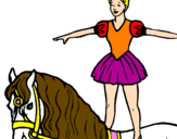 Disegno Trapezista in groppa al cavallo pitturato su elisa