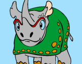 Disegno Rinoceronte  pitturato su GAIA